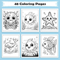 Ocean Adventures – Animal Coloring Pages – 48 Pages – Cute Sea Creatures, Bubbles, Underwater Fun – For Kids - BIG FRENCHIES