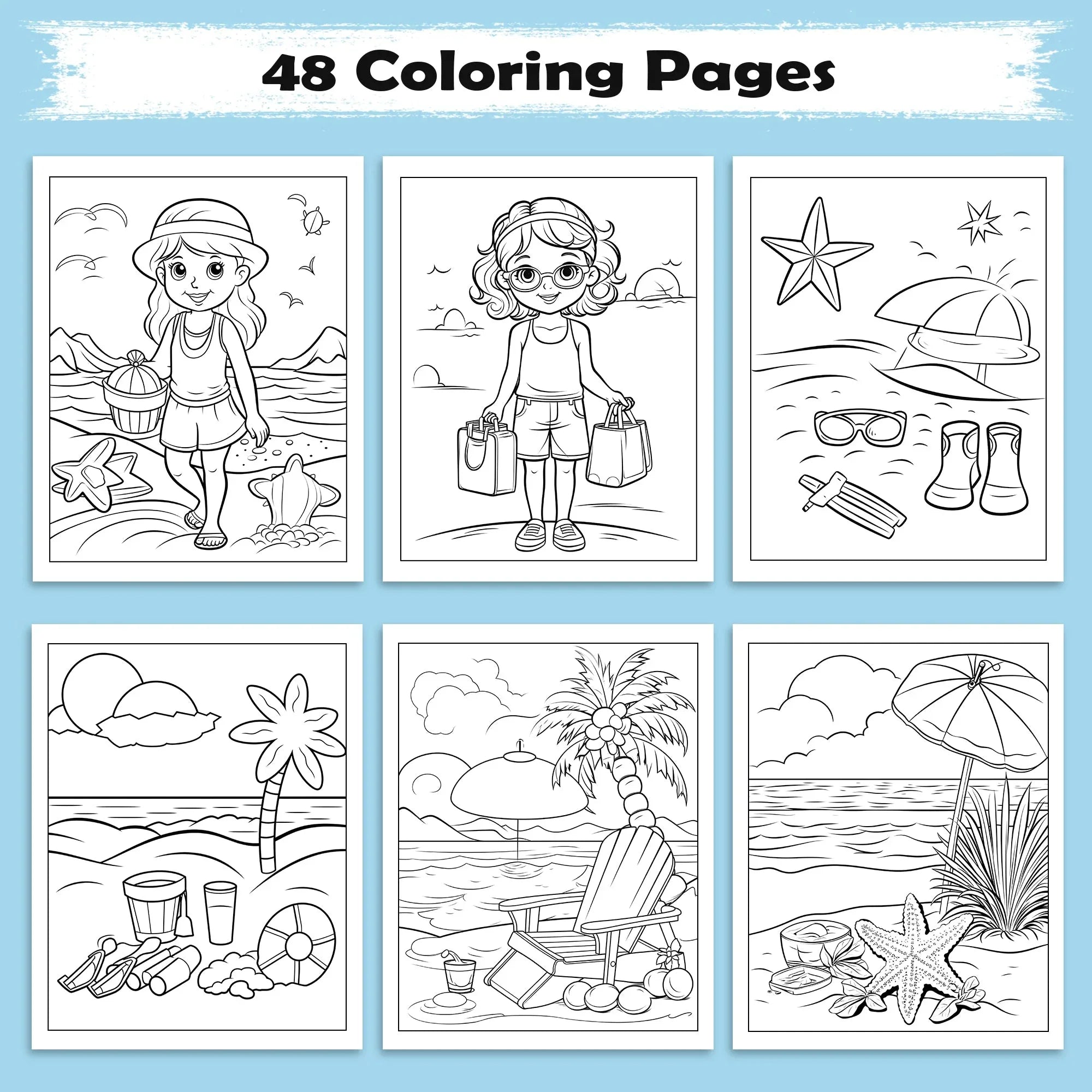Aloha Beach Fun Coloring Page – 48 Pages – For Kids - BIG FRENCHIES