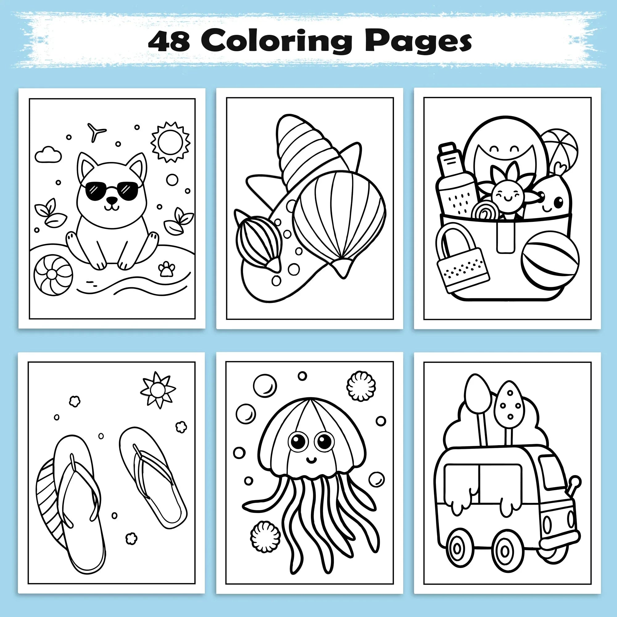 Hawaiian Fun Days Coloring Pages – 48 Cute Beach and Island Activities for Kids - BIG FRENCHIES