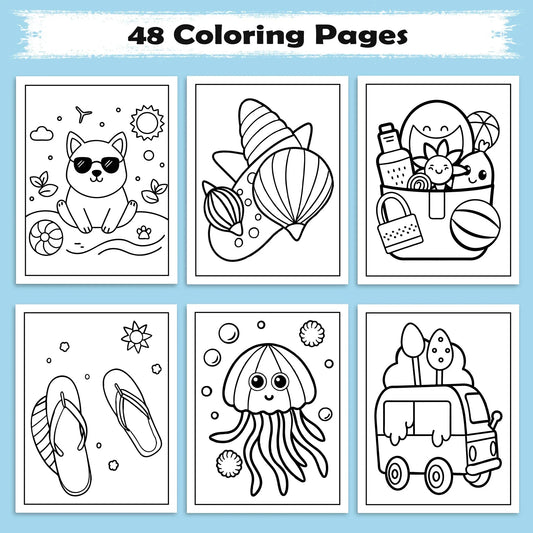 Hawaiian Fun Days Coloring Pages – 48 Cute Beach and Island Activities for Kids - BIG FRENCHIES