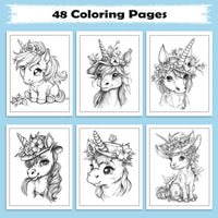Unicorn Friends in Bloom Coloring Pages – 48 Playful and Kid-Friendly Illustrations - BIG FRENCHIES