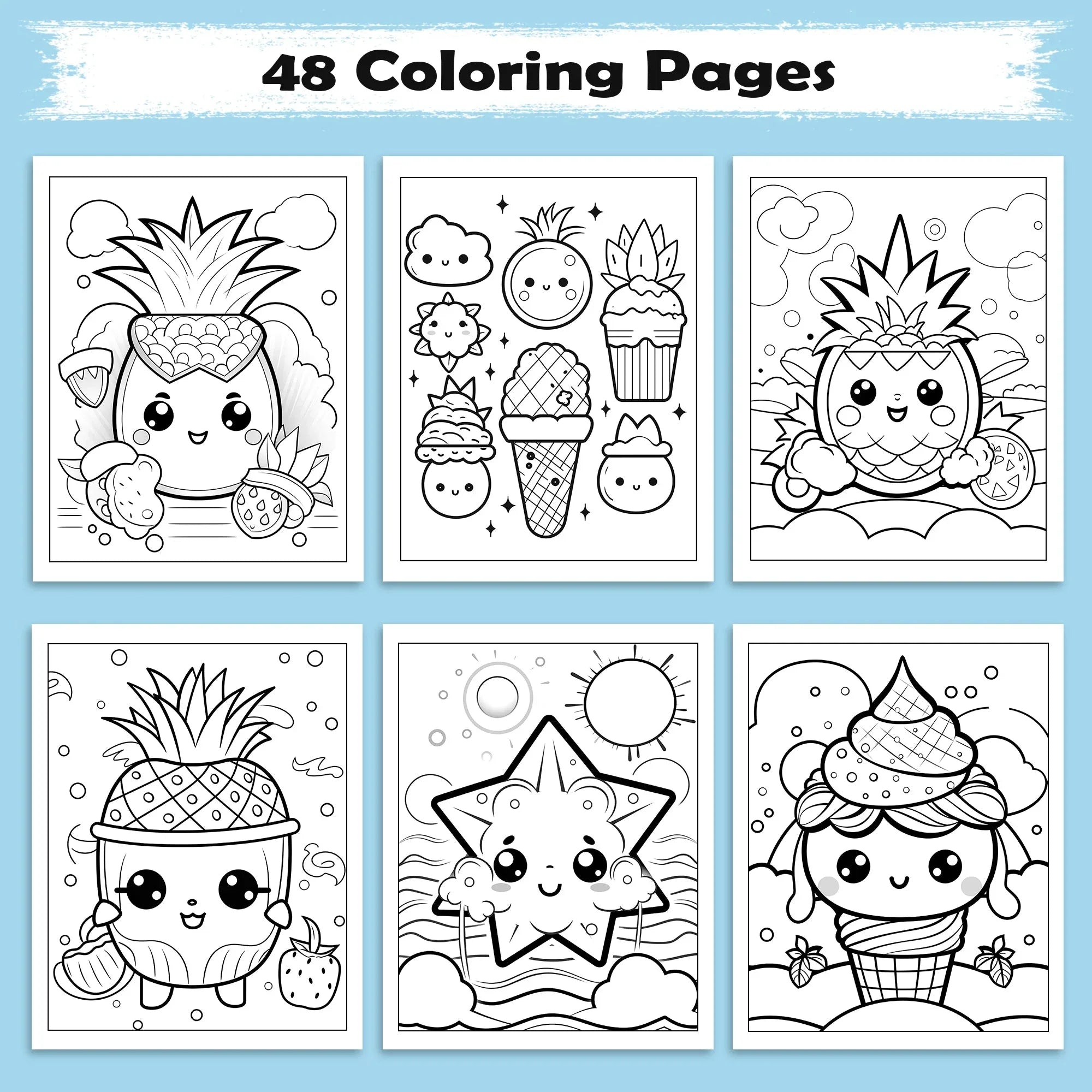 Pineapple Paradise Hawaii Coloring Pages – 48 Fun Summer Scenes for Kids - BIG FRENCHIES