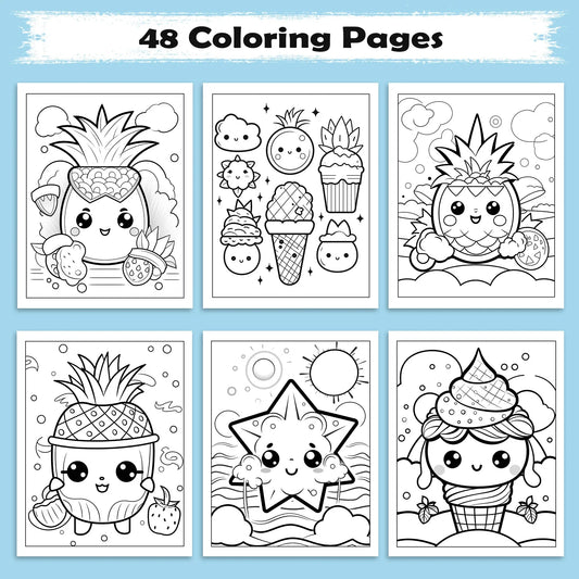 Pineapple Paradise Hawaii Coloring Pages – 48 Fun Summer Scenes for Kids - BIG FRENCHIES