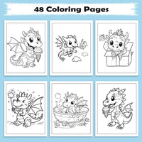 Magical Dino World Coloring Pages – 48 Pages – Cute Dinosaur Adventures, Bath Time and Magic Scenes – For Kids - BIG FRENCHIES