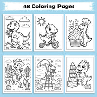 Happy Dino Days – Adorable Dinosaur Activity Coloring Pages – 48 Pages – Cute Dino, Outdoor Scenes – For Kids - BIG FRENCHIES