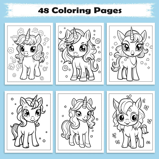 Magical Unicorn Dreams Coloring Pages – 48 Pages – Cute & Whimsical Fantasy Scenes for Kids - BIG FRENCHIES