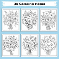 Charming Blooms Coloring Pages – 48 Pages – Flower Bunches, Leaves and Petals, Nature Art – For Adults - BIG FRENCHIES