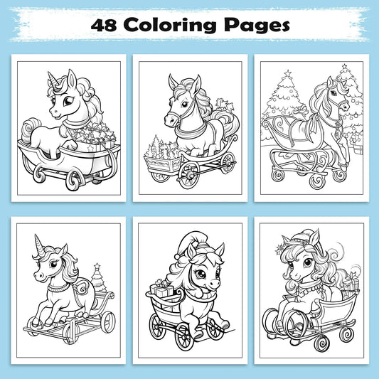 Holiday Unicorn Adventure Coloring Pages – 48 Whimsical Winter Fun for Kids - BIG FRENCHIES