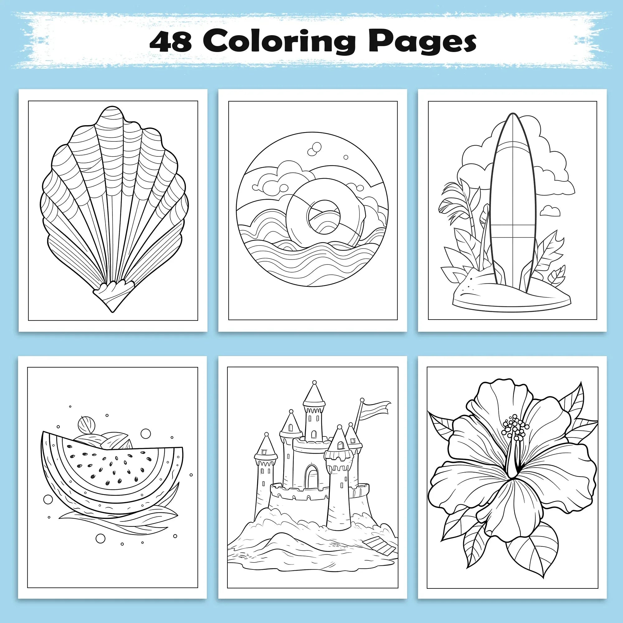Island Fun – Hawaii Coloring Pages – 48 Tropical Summer Scenes for Kids - BIG FRENCHIES