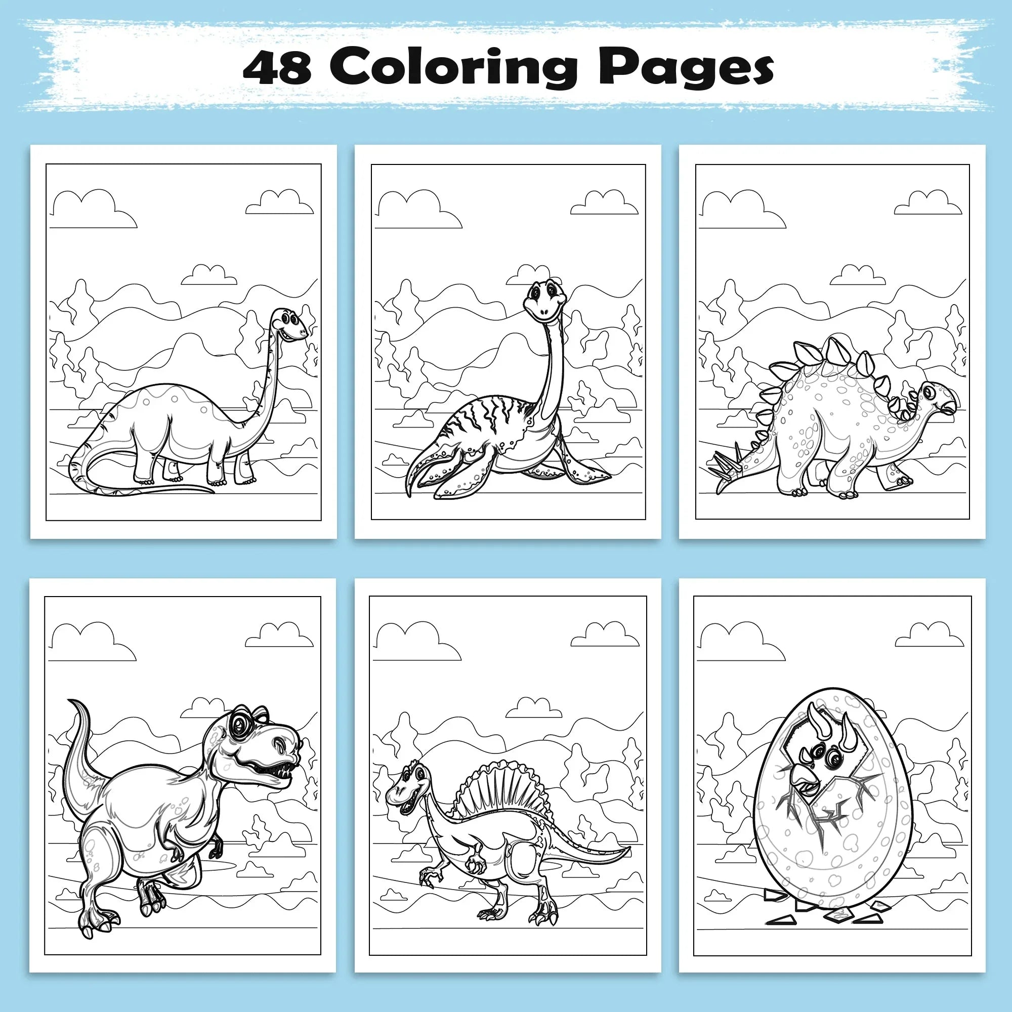 Prehistoric Legends – Dinosaur Coloring Pages – 48 Pages – Fierce Jurassic Creatures – For Kids - BIG FRENCHIES
