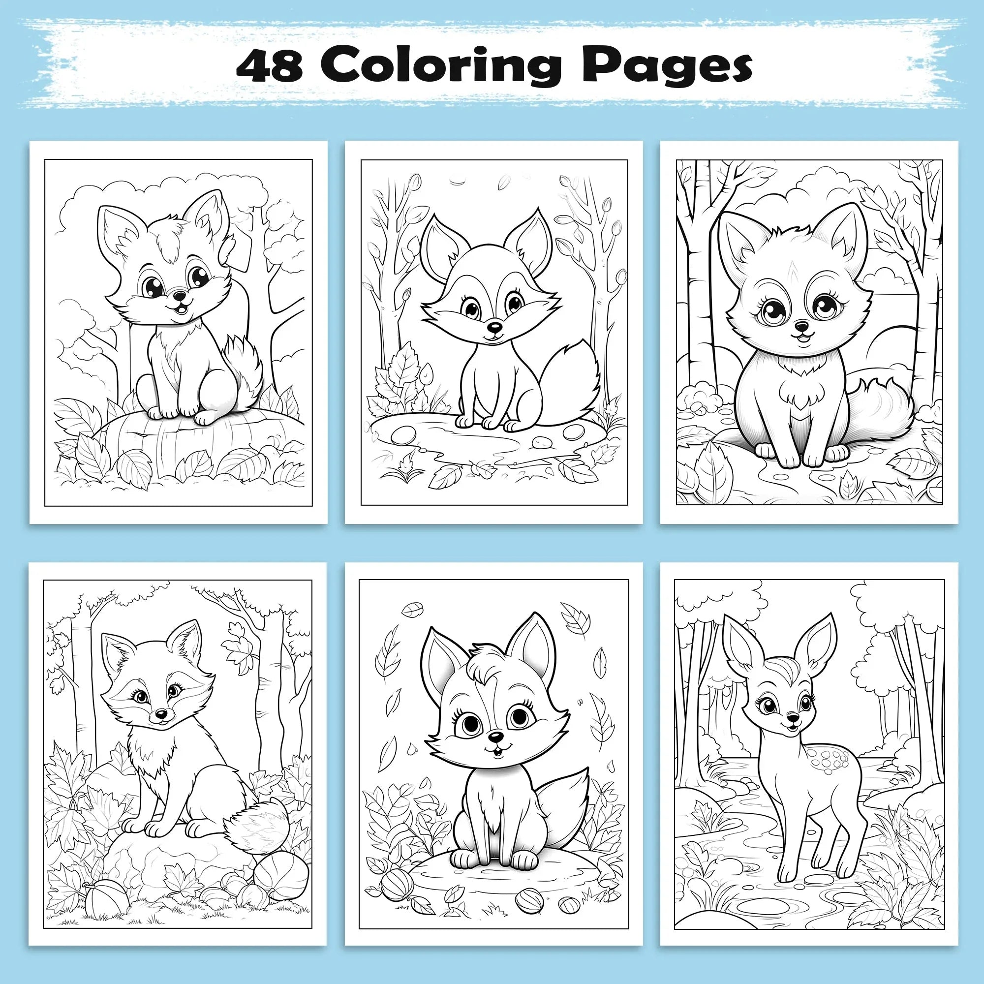 Woodland Wonders Coloring Pages – 48 Pages – Fun Autumn Designs – For Kids - BIG FRENCHIES