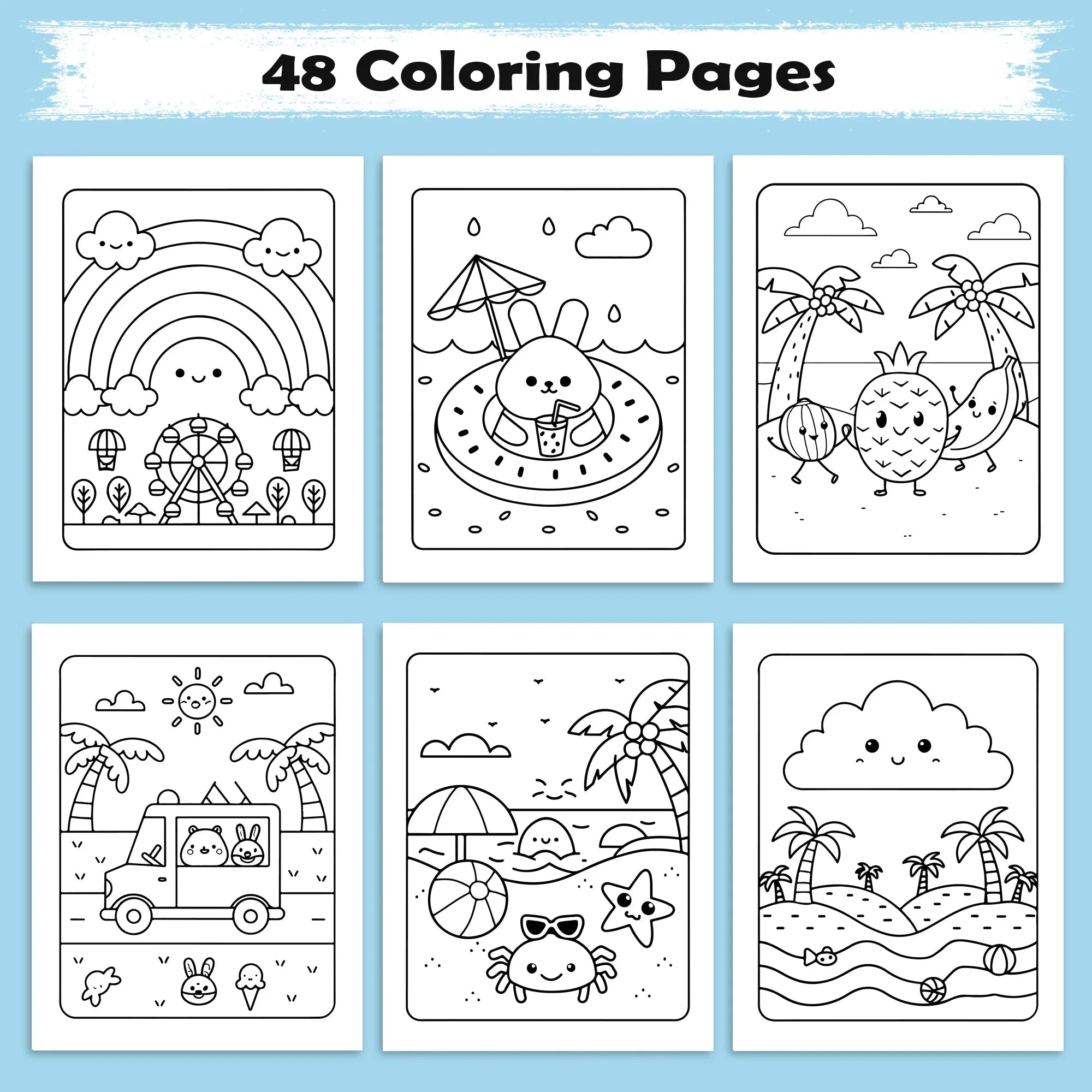 Tropical Joy Hawaii Coloring Pages – 48 Fun and Cute Summer Scenes for Kids - BIG FRENCHIES