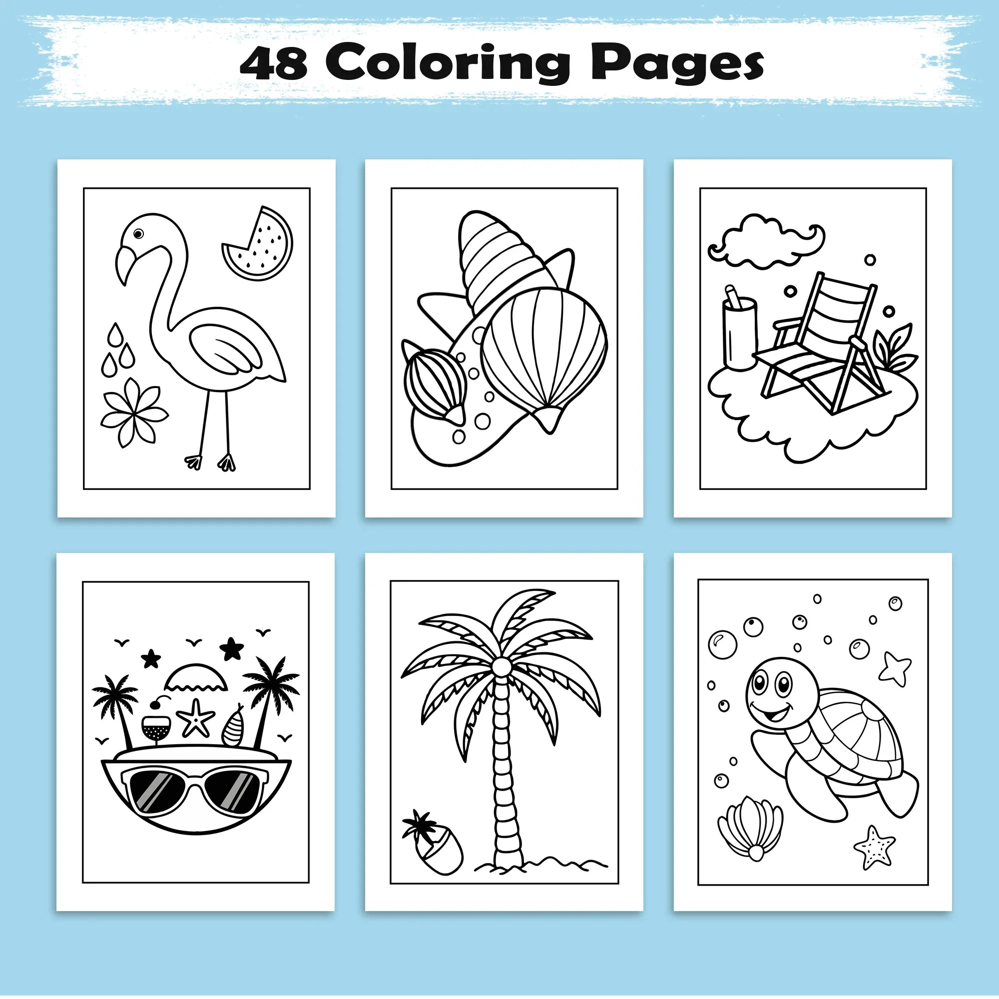 Tropical Vibes Hawaii Coloring Pages – 48 Relaxing Summer Scenes for Kids - BIG FRENCHIES