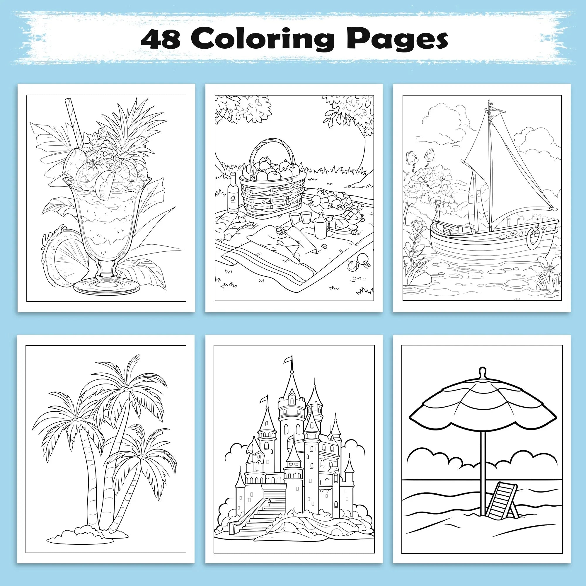 Hawaiian Joy Coloring Pages – 48 Fun Tropical Scenes for Kids - BIG FRENCHIES