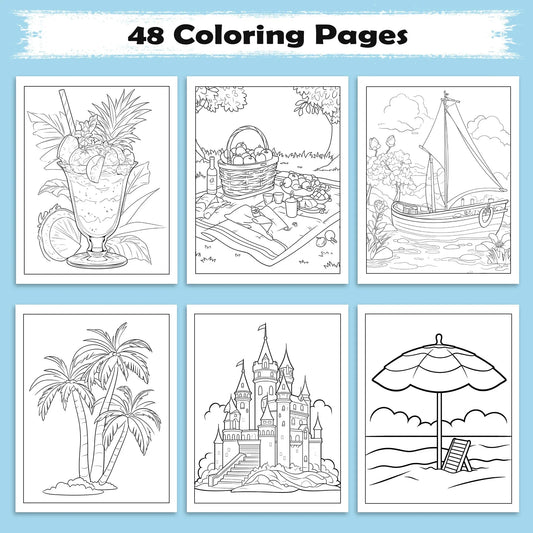 Hawaiian Joy Coloring Pages – 48 Fun Tropical Scenes for Kids - BIG FRENCHIES