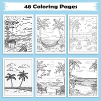 Coastal Joy Hawaii Coloring Pages – 48 Pages – Tropical Fun, Surfboards, Sea Life – For Kids - BIG FRENCHIES