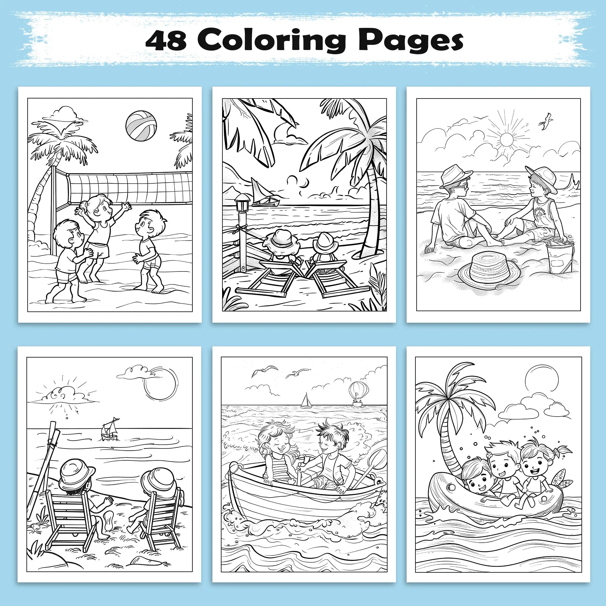 Hawaii Summer Fun Coloring Pages – 48 Beach Activities and Island Adventures for Kids - BIG FRENCHIES