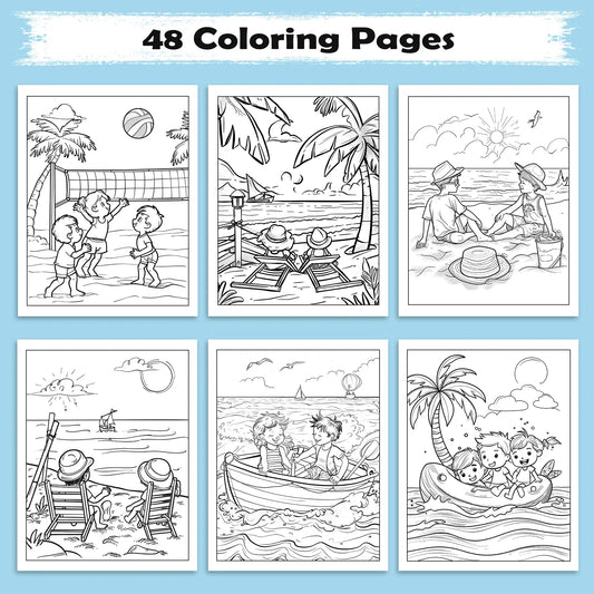 Hawaii Summer Fun Coloring Pages – 48 Beach Activities and Island Adventures for Kids - BIG FRENCHIES