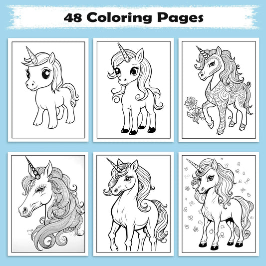 Sweet Dreams of Unicorns – Unicorn Coloring Pages – 48 Pages – Adorable Scenes & Cozy Fantasy – For Kids - BIG FRENCHIES