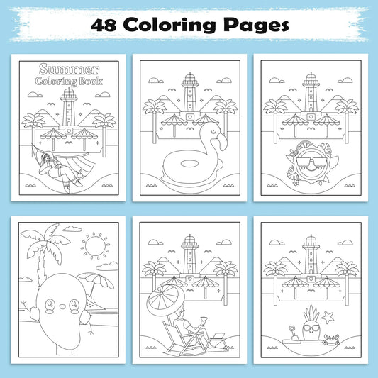 Hawaii Chill Time Coloring Pages – 48 Summer Beach Scenes for Kids - BIG FRENCHIES