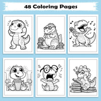 Funny Dino Moments Coloring Pages – 48 Pages – Adorable and Funny Dinosaur Scenes – For Kids - BIG FRENCHIES