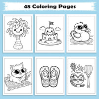 Kawaii Summer Fun Coloring Pages – 48 Pages – Cute Beach, Vacation, and Fun Summer Designs – For Kids - BIG FRENCHIES