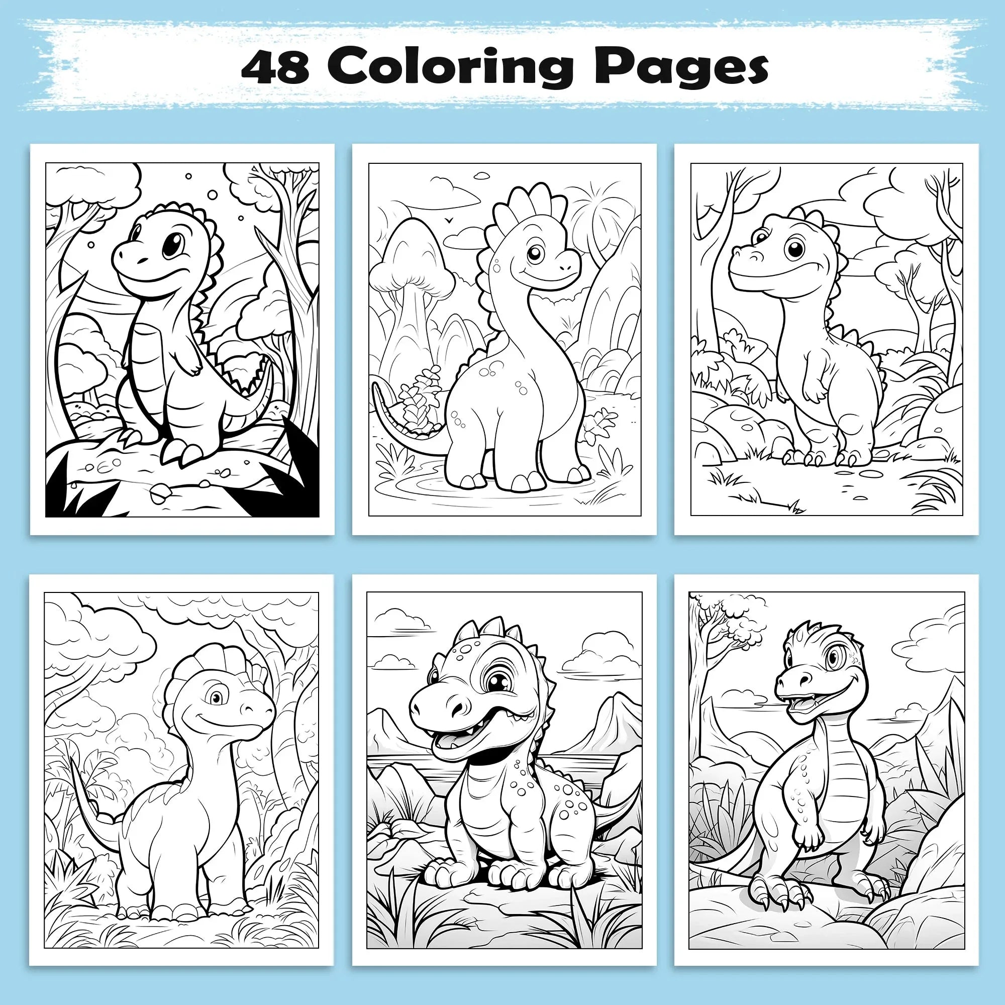 Jurassic Smiles – Friendly Dino Coloring Pages – 48 Pages – Cute Prehistoric Designs – For Kids - BIG FRENCHIES