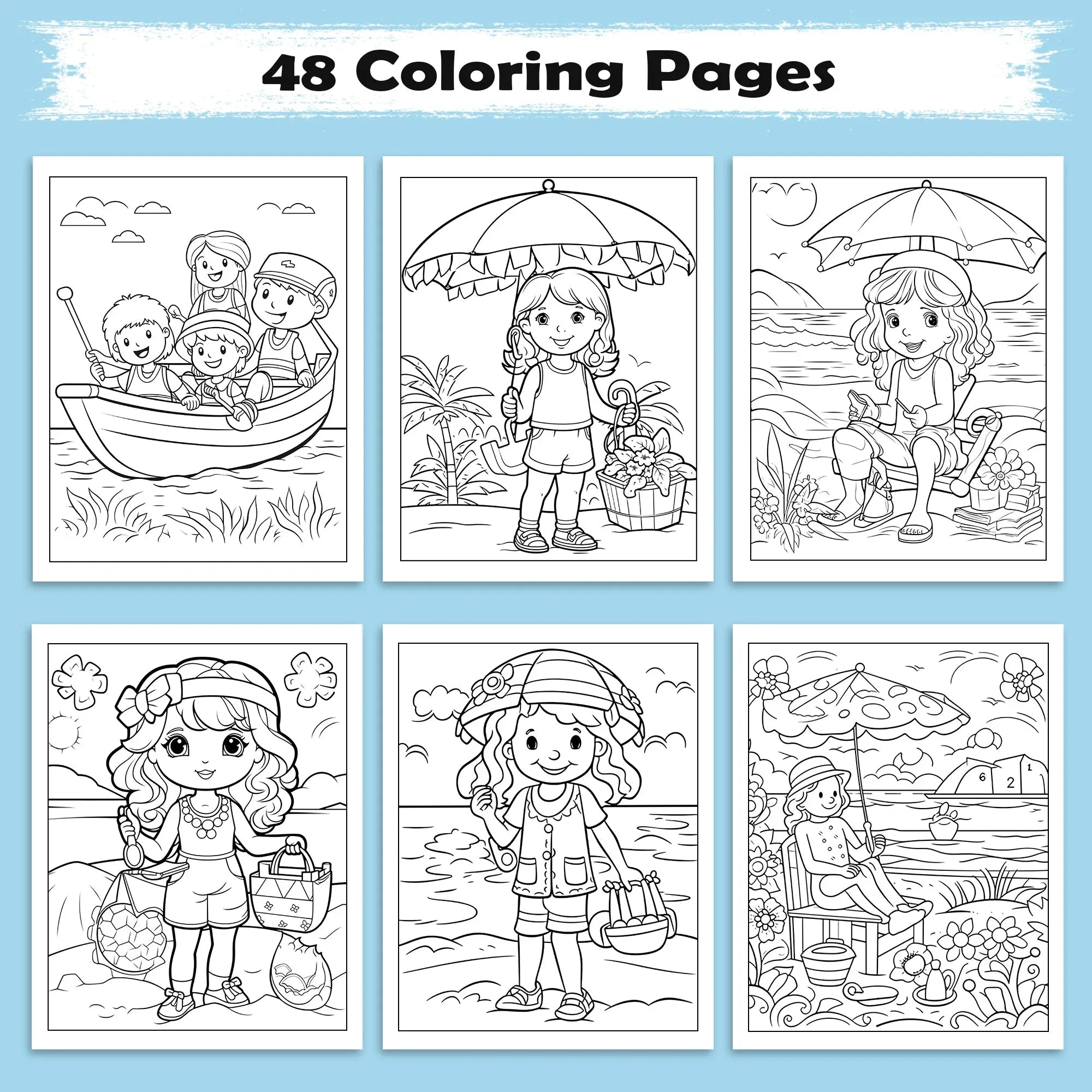 Aloha Shoreline Adventures Coloring Pages – 48 Fun Hawaii Beach Scenes for Kids - BIG FRENCHIES