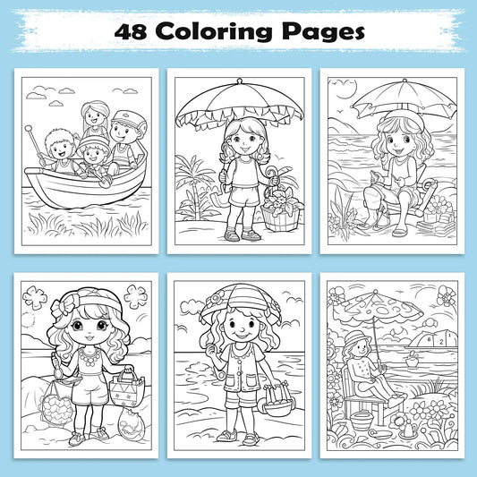 Aloha Shoreline Adventures Coloring Pages – 48 Fun Hawaii Beach Scenes for Kids - BIG FRENCHIES