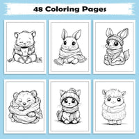 Cozy Critters Coloring Pages – 48 Pages – Cute Animals in Cozy Scenes – For Kids - BIG FRENCHIES