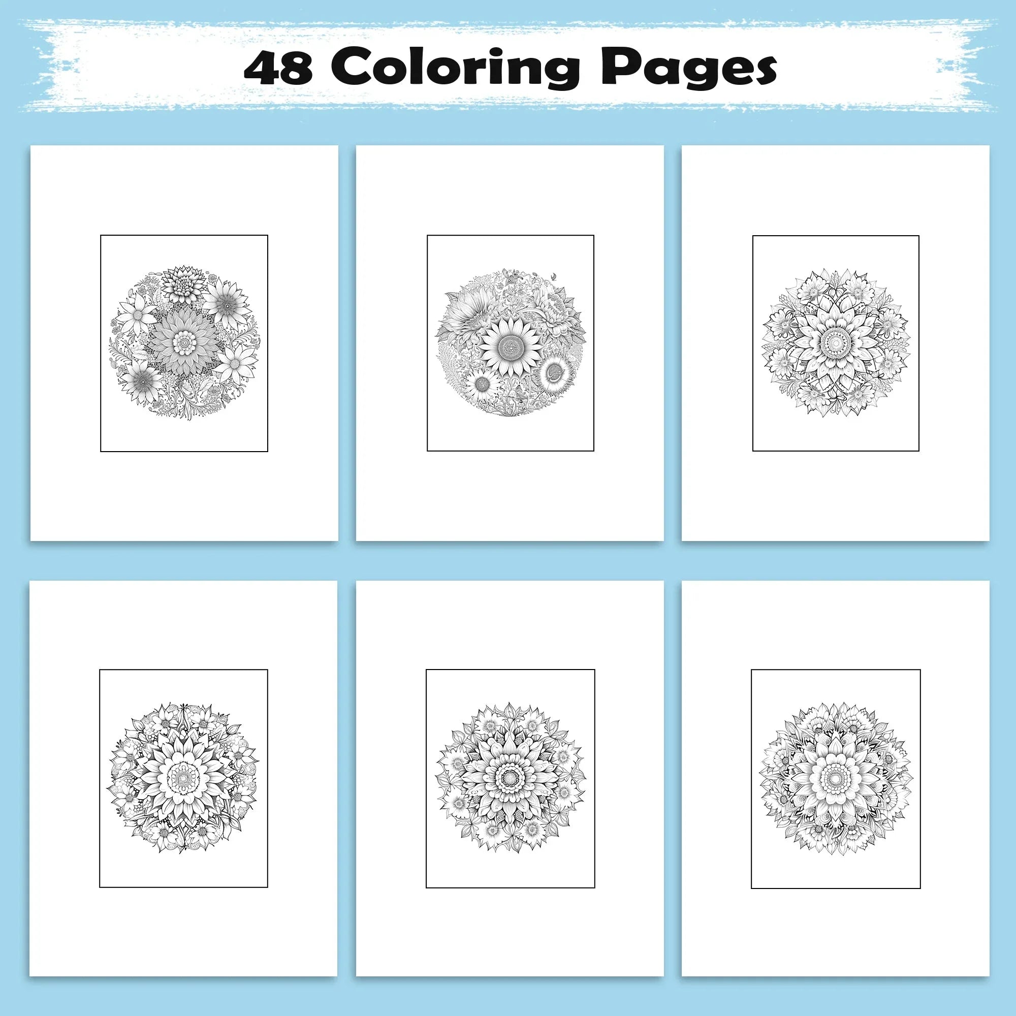 Radiant Blooms Coloring Pages – 48 Pages – Floral Mandala Patterns, Garden Flowers – For Adults - BIG FRENCHIES