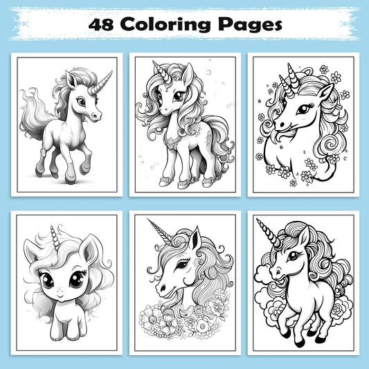 Whimsical Unicorn Dreams Coloring Pages – 48 Cute Fantasy Designs for Kids - BIG FRENCHIES