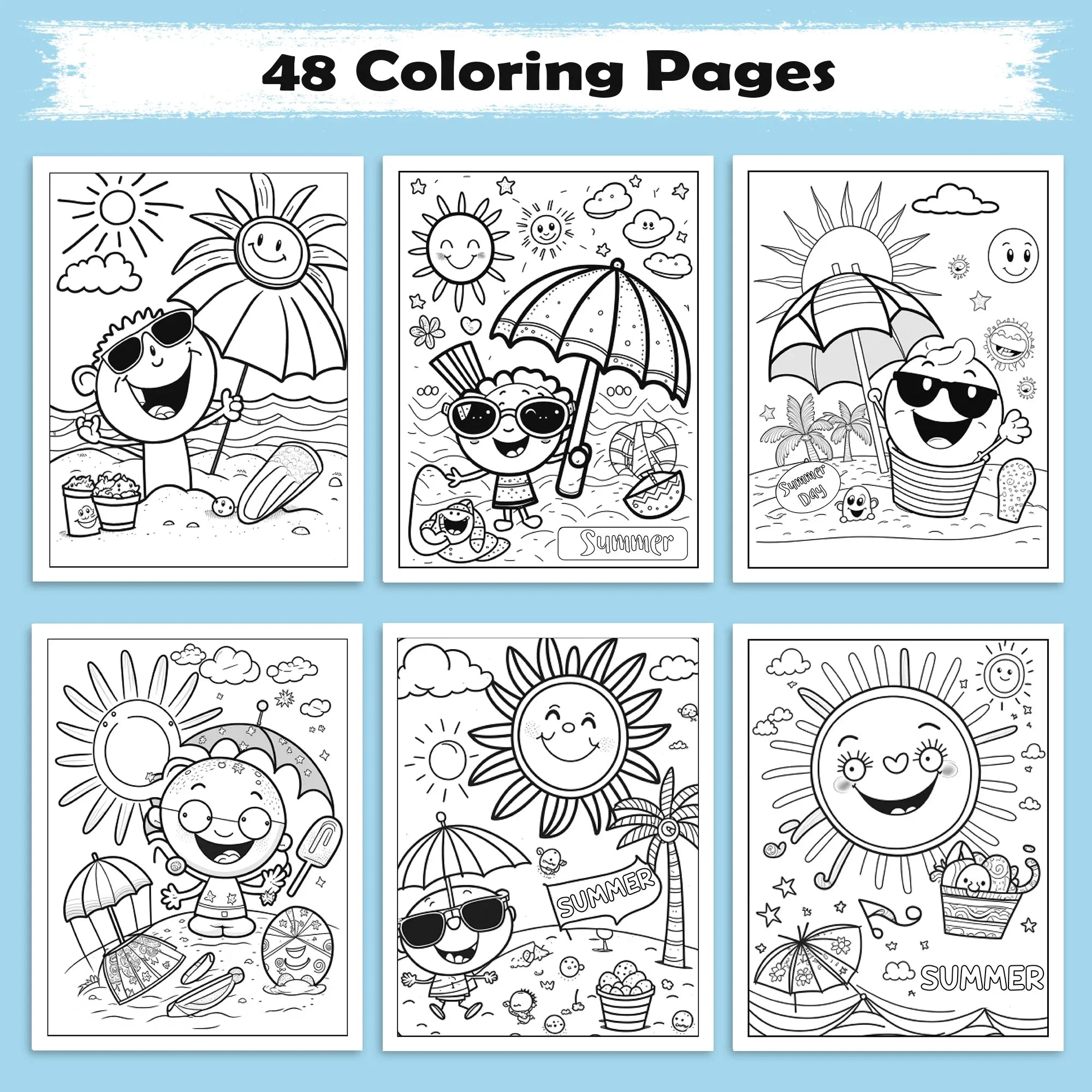 Kawaii Island Fun Hawaii Coloring Pages – 48 Adorable Beach and Ocean Illustrations for Kids - BIG FRENCHIES