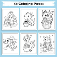 Kawaii Dinosaur World – Cute Dino Adventure Coloring Pages – 48 Pages – Magical, Fun, Easy to Color – For Kids - BIG FRENCHIES