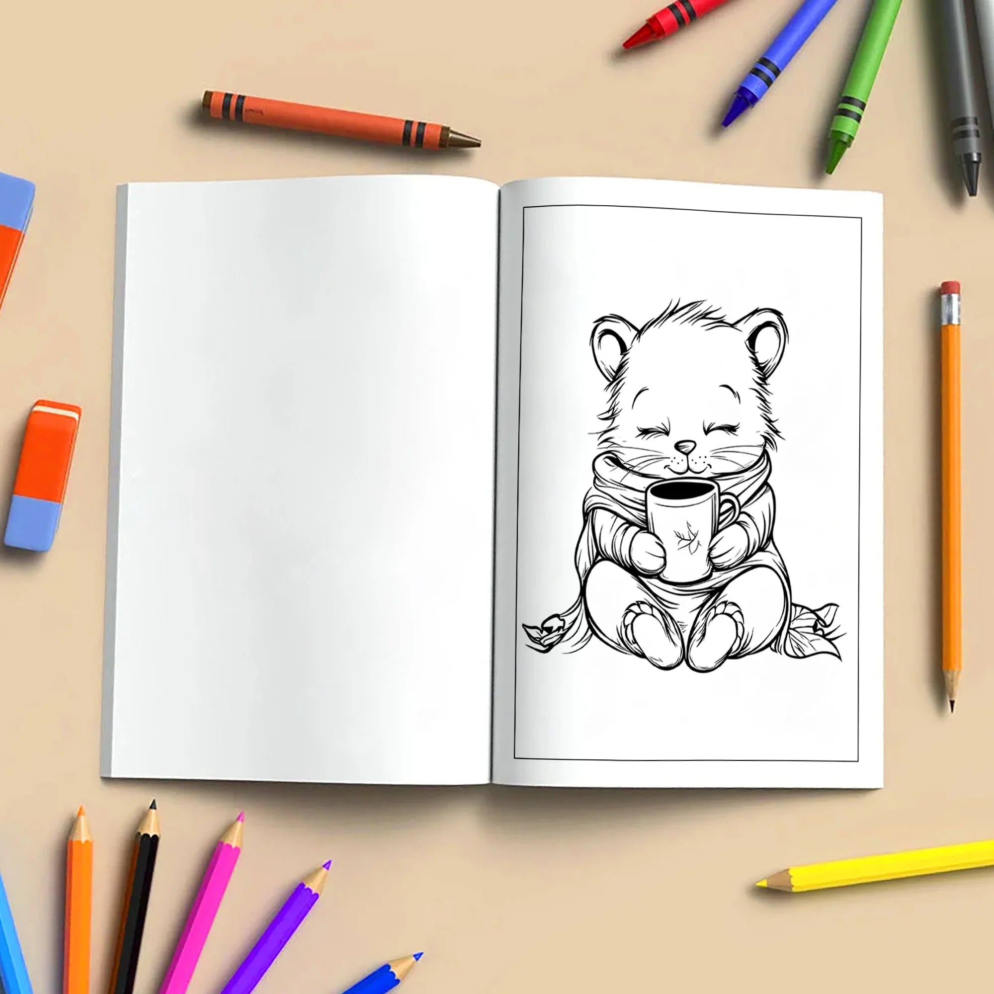 Cozy Critters Coloring Pages – 48 Pages – Cute Animals in Cozy Scenes – For Kids - BIG FRENCHIES