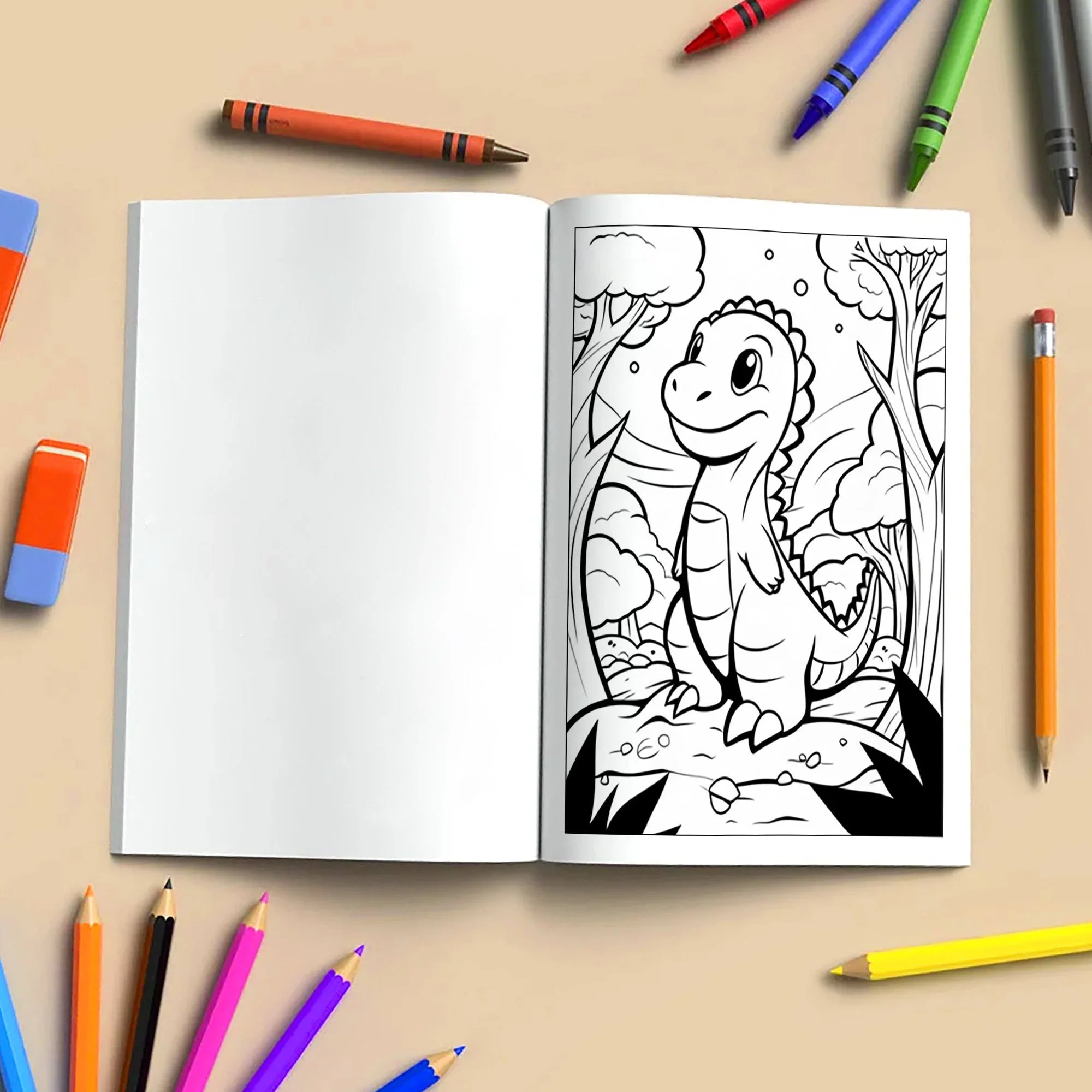 Jurassic Smiles – Friendly Dino Coloring Pages – 48 Pages – Cute Prehistoric Designs – For Kids - BIG FRENCHIES