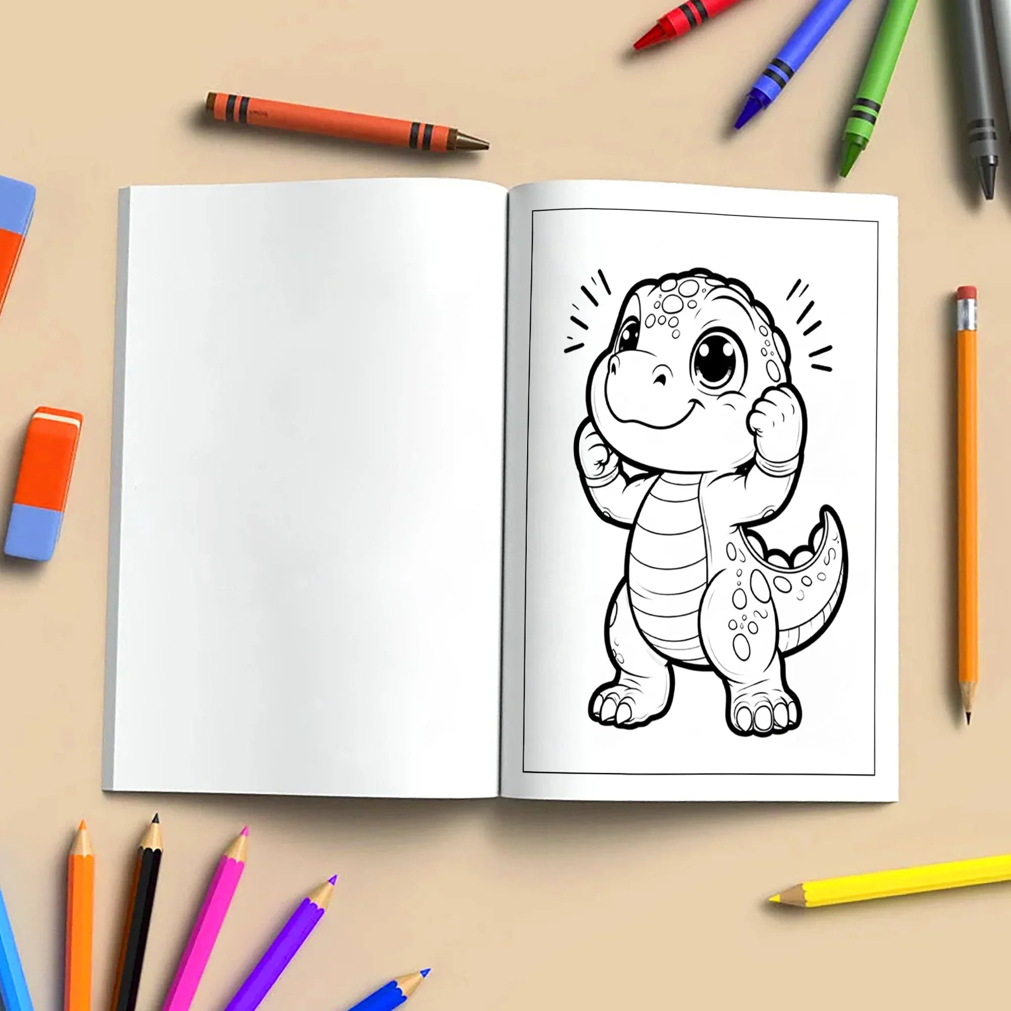 Funny Dino Moments Coloring Pages – 48 Pages – Adorable and Funny Dinosaur Scenes – For Kids - BIG FRENCHIES