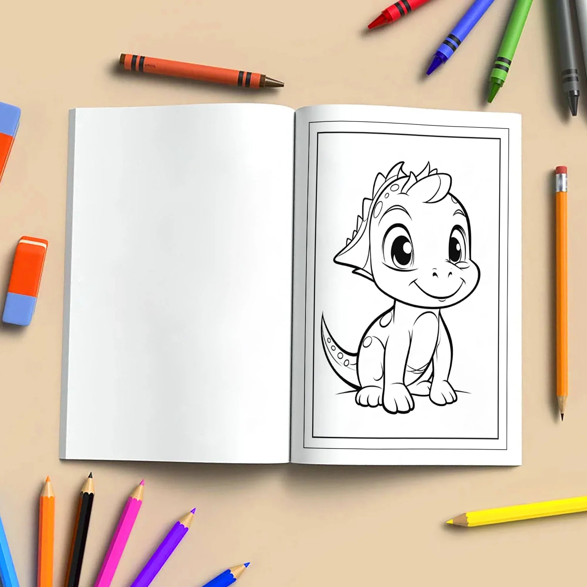 Tiny Dino Friends – Cute Dinosaur Coloring Pages – 48 Pages – Adorable Jurassic Creatures – For Kids - BIG FRENCHIES