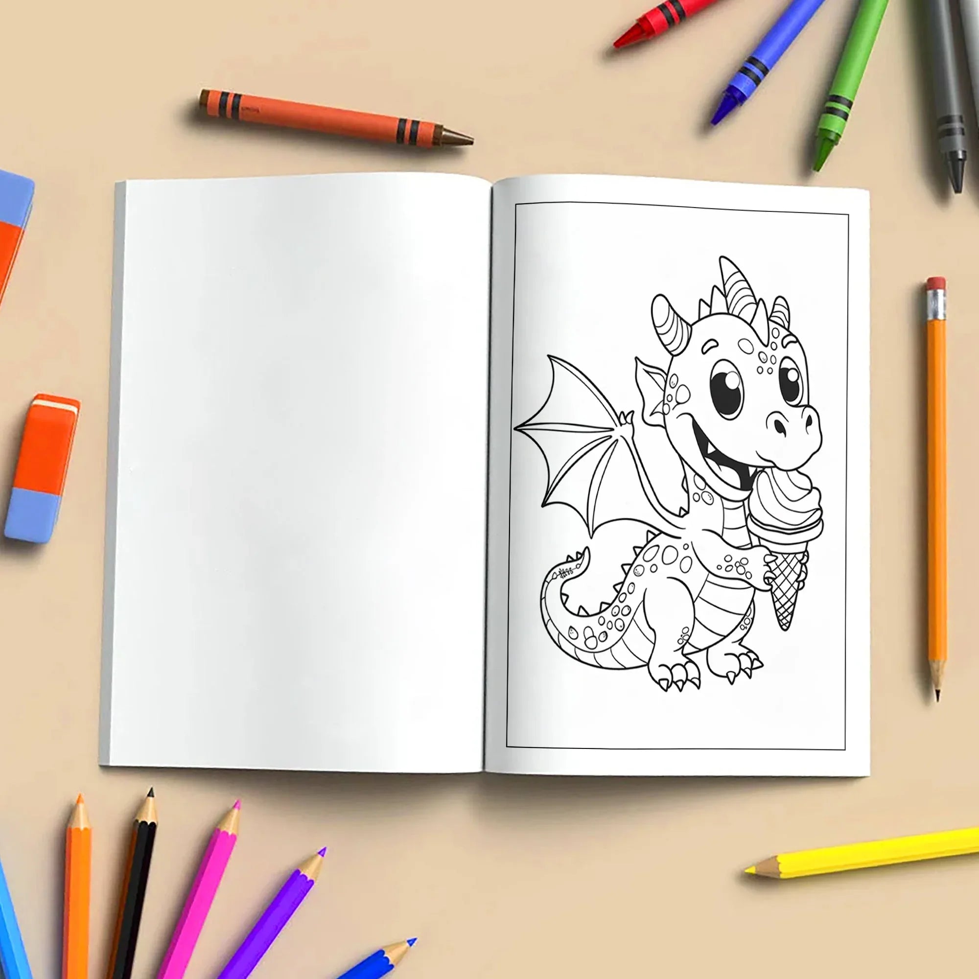 Magical Dino World Coloring Pages – 48 Pages – Cute Dinosaur Adventures, Bath Time and Magic Scenes – For Kids - BIG FRENCHIES