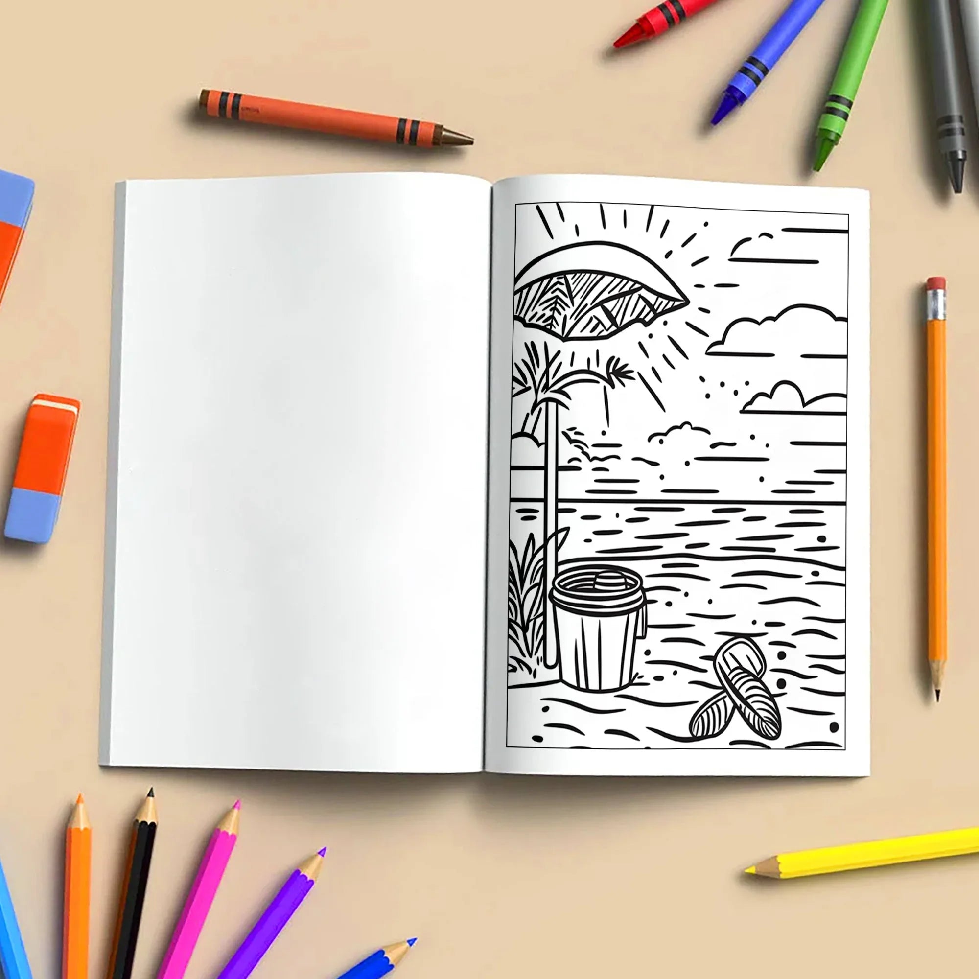 Coastal Joy Hawaii Coloring Pages – 48 Pages – Tropical Fun, Surfboards, Sea Life – For Kids - BIG FRENCHIES