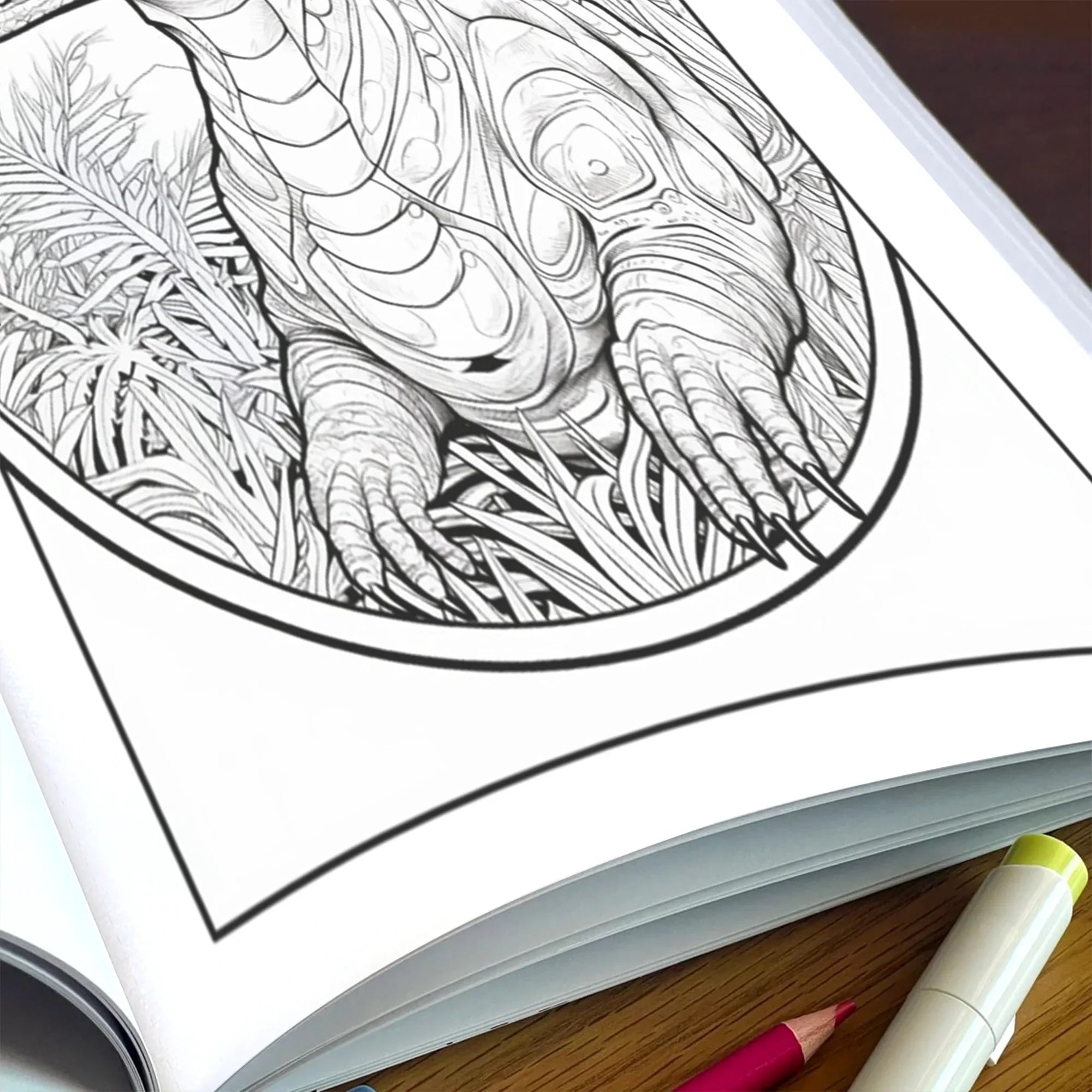 Dinosaur Mandala Adventure Coloring Pages – 48 Unique Dinosaur Designs for Kids & Adults - BIG FRENCHIES
