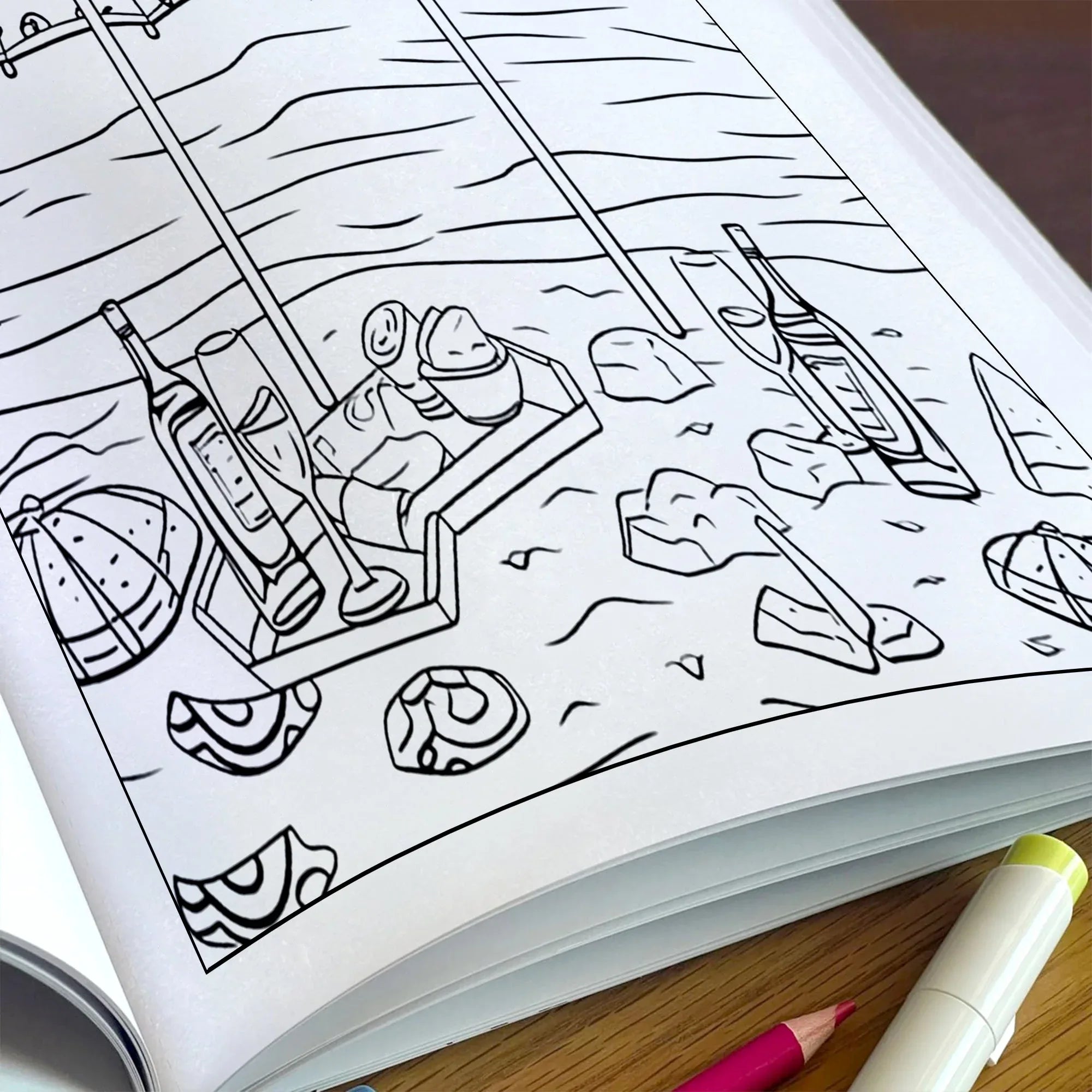 Tropical Picnic Escape Coloring Page – 48 Pages – Beach Picnic Theme – For Adults - BIG FRENCHIES