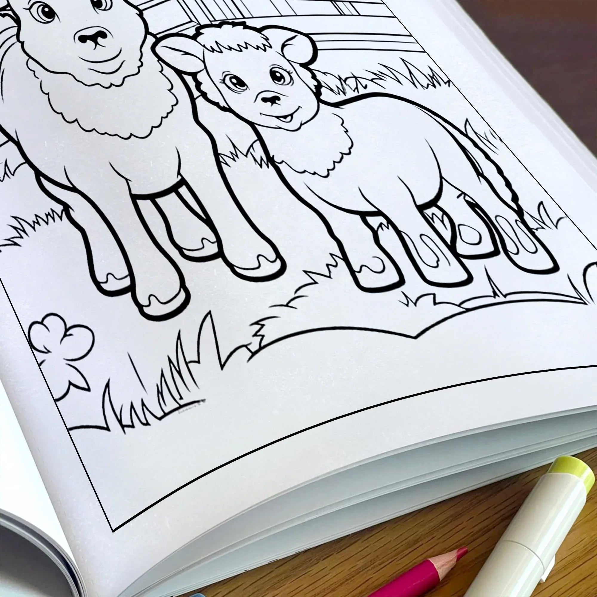 Happy Farm Friends Animal Coloring Pages – 48 Pages – Cute Baby Animals, Farm Scenes – For Kids - BIG FRENCHIES
