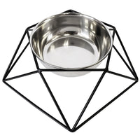 Country Living Elevated Single Dog Bowl Feeder – Geometric Design with Removable Stainless Steel Bowl - BIG FRENCHIES