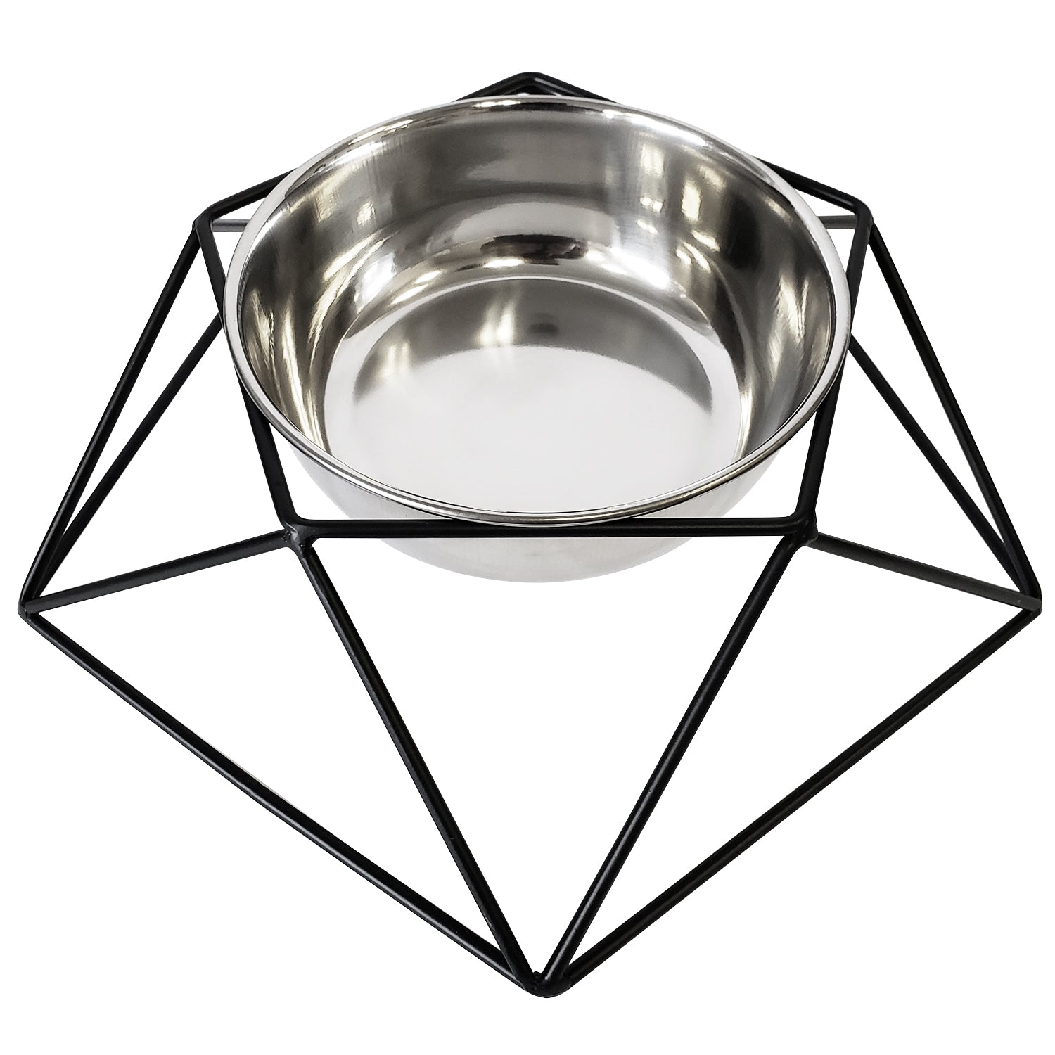Country Living Elevated Single Dog Bowl Feeder – Geometric Design with Removable Stainless Steel Bowl - BIG FRENCHIES