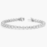 10 CTW Bezel Set Created Moissanite Tennis Bracelet in 14Kt Gold Plated – Round Cut, 7 Inch