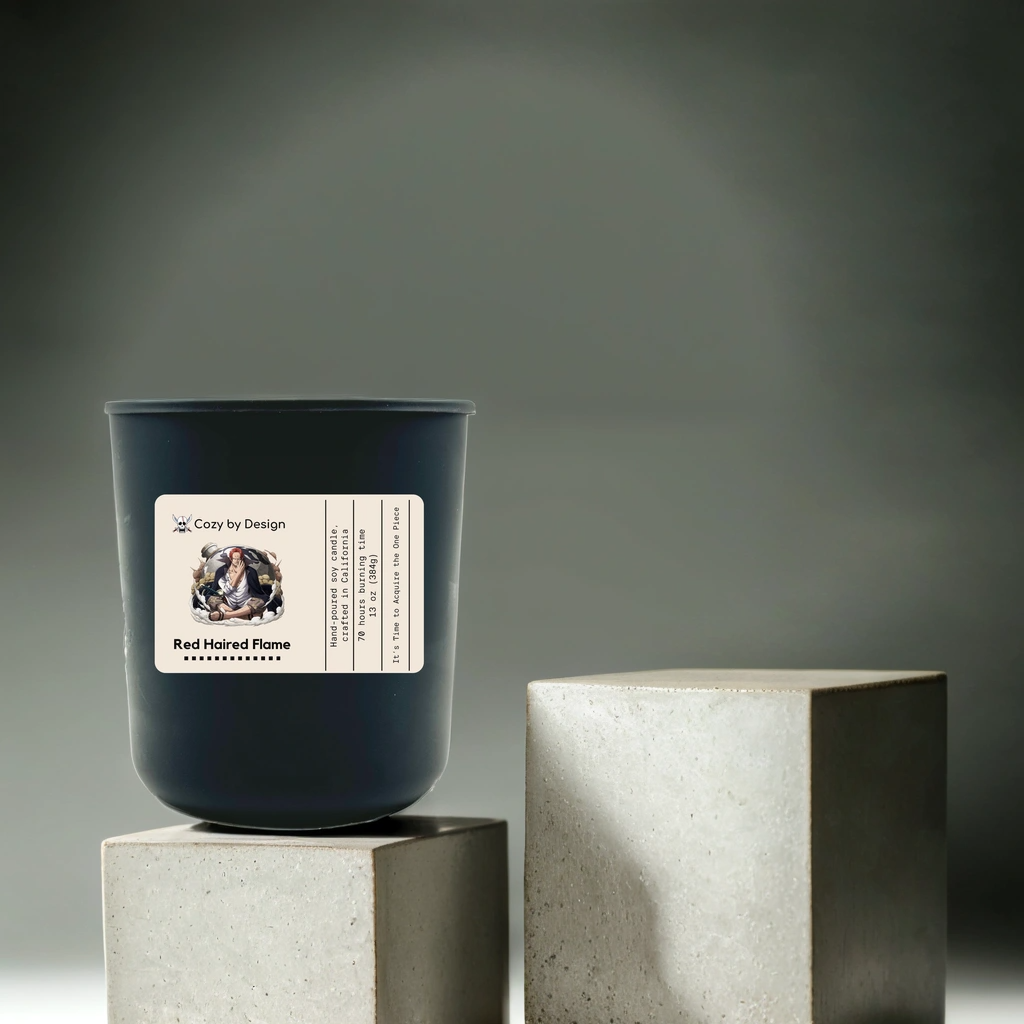 Red Haired Flame Candle - Emberwood & Resin Anime Candle - One Piece Merchandise