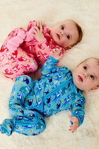 Soft & Stretchy Zipper Footie - Monkeying Around Pink