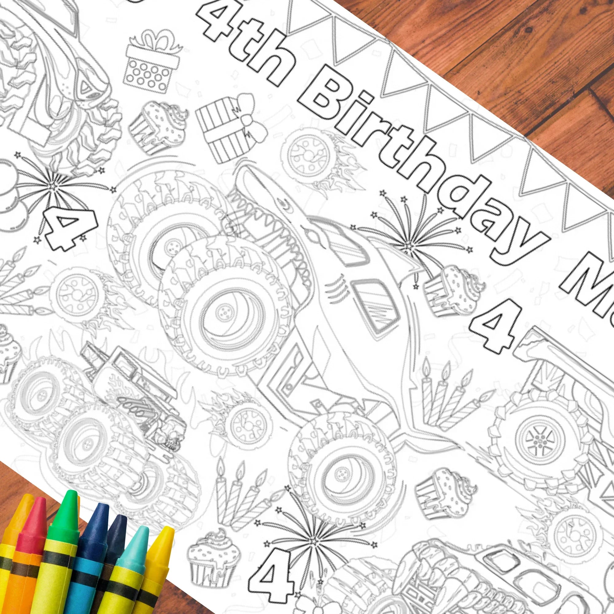 Monster Truck Coloring Tablecloth - BIG FRENCHIES