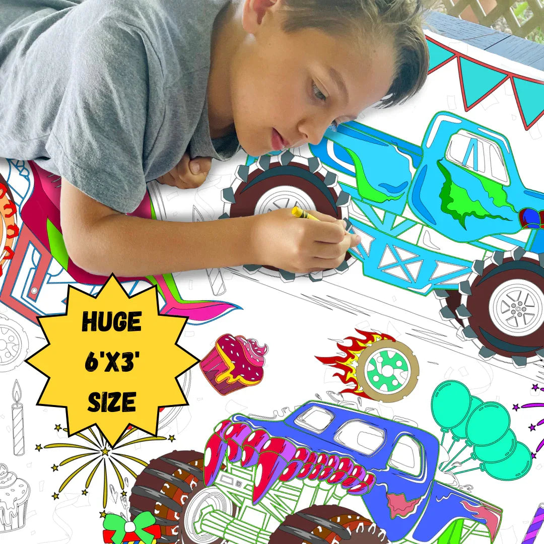 Monster Truck Coloring Tablecloth - BIG FRENCHIES